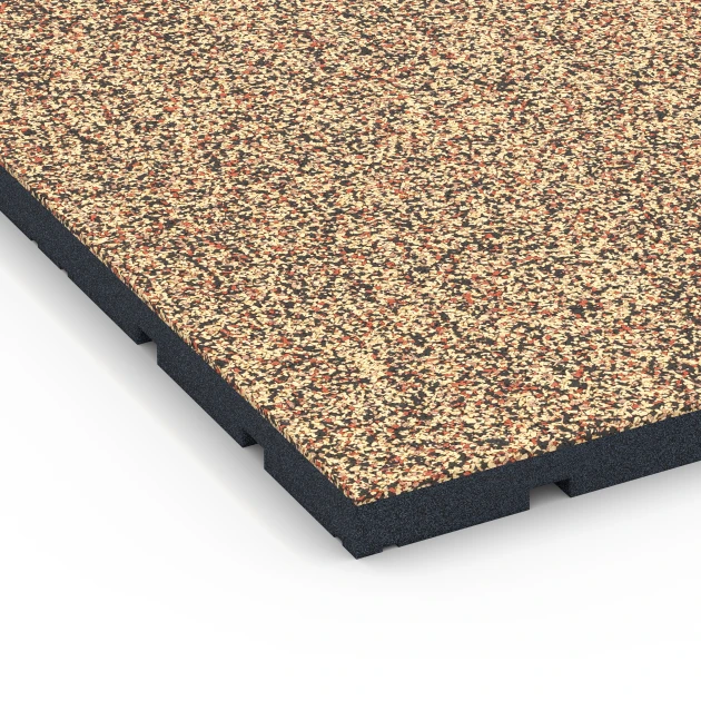 Detailaufnahme der Randausprägung von WARCO-Produkt 7135, Fitnessvloer voor buiten, Format 60 x 60 x 3 cm | 0,36 m², Farbe Terracotta.