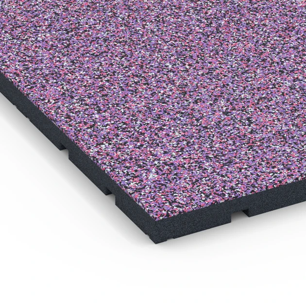 Detailaufnahme der Randausprägung von WARCO-Produkt 7137, Fitnessvloer voor buiten, Format 60 x 60 x 3 cm | 0,36 m², Farbe Lavendel.