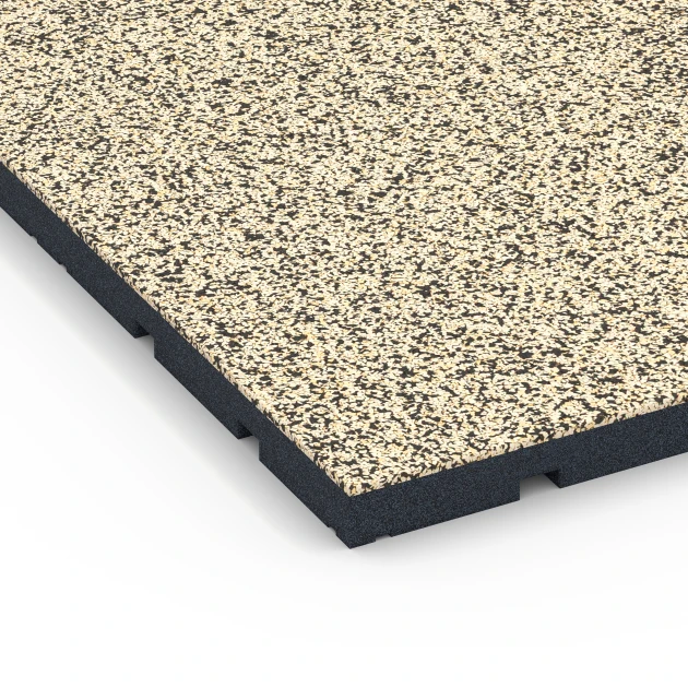 Detailaufnahme der Randausprägung von WARCO-Produkt 7138, Fitnessvloer voor buiten, Format 60 x 60 x 3 cm | 0,36 m², Farbe Travertijn.