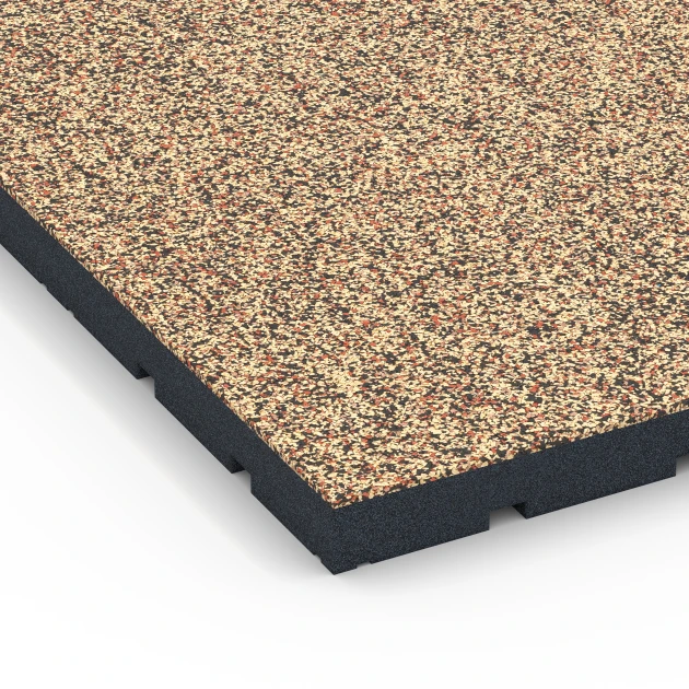 Detailaufnahme der Randausprägung von WARCO-Produkt 7144, Fitnessvloer voor buiten, Format 60 x 60 x 4 cm | 0,36 m², Farbe Terracotta.