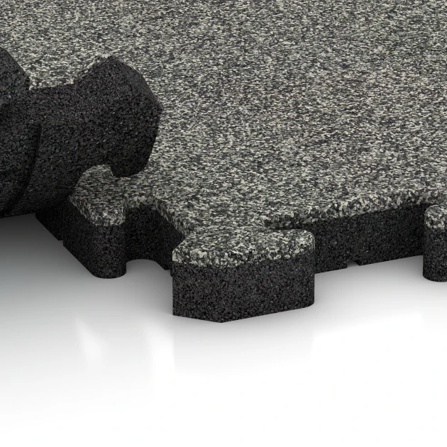 Großaufnahme vom Verbindungssystem von WARCO-Boden 5900 - Event kliktegel voor buiten im Farbdesign Grijs graniet. Abmessungen 50 x 50 x 4 cm | 0,25 m².