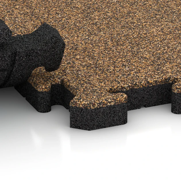 Großaufnahme vom Verbindungssystem von WARCO-Boden 2931 - Zwembadrandtegel im Farbdesign Rattan. Abmessungen 50 x 50 x 4 cm | 0,25 m².