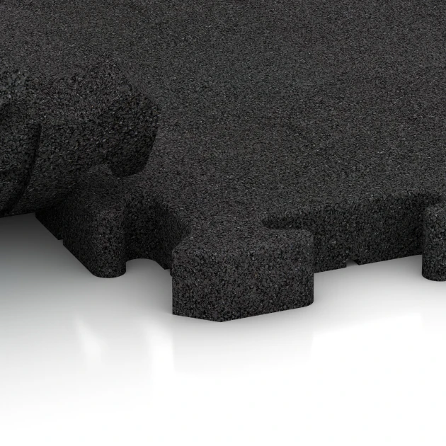 Großaufnahme vom Verbindungssystem von WARCO-Boden 3475 - Speelplaats vloeren im Farbdesign Antraciet. Abmessungen 100 x 100 x 4 cm | 1,00 m².