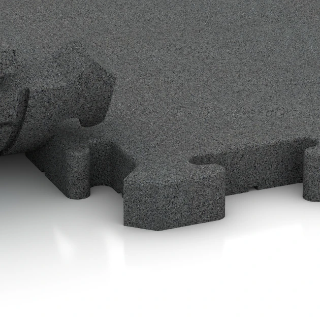 Großaufnahme vom Verbindungssystem von WARCO-Boden 6081 - Event kliktegel voor buiten im Farbdesign Leisteengrijs. Abmessungen 100 x 100 x 4 cm | 1,00 m².