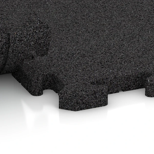 Großaufnahme vom Verbindungssystem von WARCO-Boden 3324 - Speelplaats vloeren im Farbdesign Antraciet. Abmessungen 100 x 100 x 3 cm | 1,00 m².