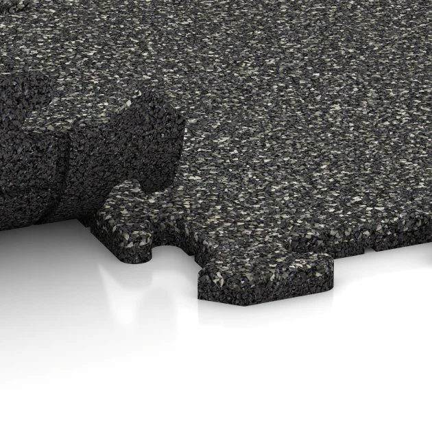 Großaufnahme vom Verbindungssystem von WARCO-Boden 0051 - Buitentegel im Farbdesign Donkergrijs graniet. Abmessungen 50 x 50 x 1,8 cm | 0,25 m².