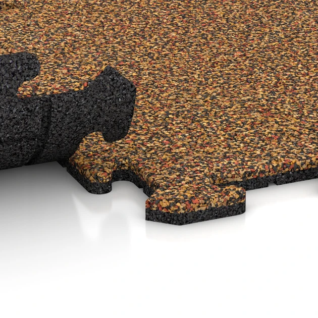 Großaufnahme vom Verbindungssystem von WARCO-Boden 3873 - Hondenvloertegel im Farbdesign Terracotta. Abmessungen 50 x 50 x 1,8 cm | 0,25 m².