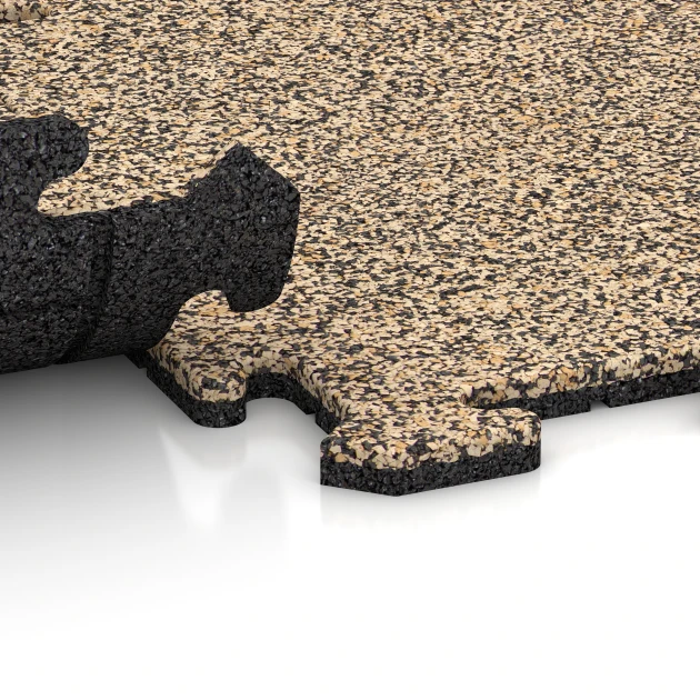 Großaufnahme vom Verbindungssystem von WARCO-Boden 0040 - Buitentegel im Farbdesign Travertin. Abmessungen 50 x 50 x 1,8 cm | 0,25 m².