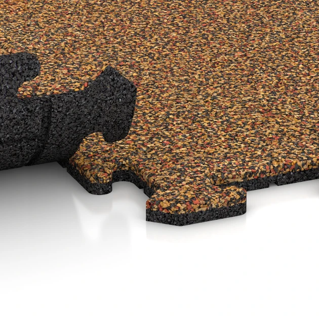 Großaufnahme vom Verbindungssystem von WARCO-Boden 0304 - Zwembadrandtegel im Farbdesign Terracotta. Abmessungen 100 x 100 x 1,8 cm | 1,00 m².