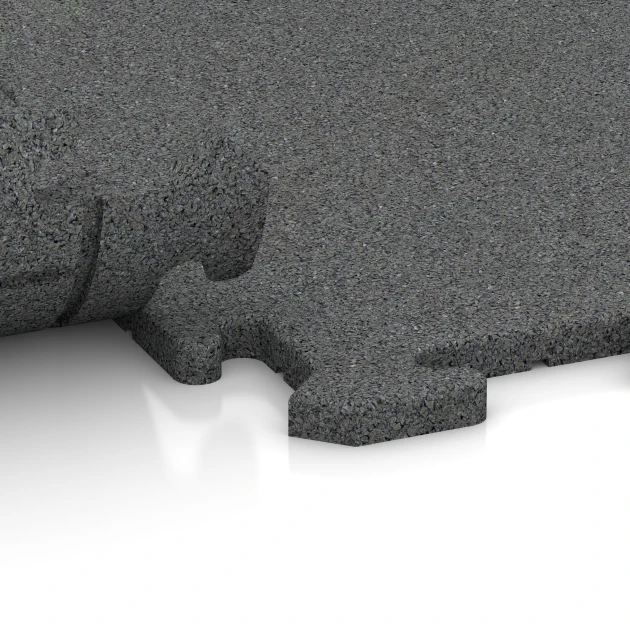 Großaufnahme vom Verbindungssystem von WARCO-Boden 0367 - Rubberen traptegel im Farbdesign Leisteengrijs. Abmessungen 100 x 100 x 1,8 cm | 1,00 m².