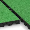 Großaufnahme vom Verbindungssystem von WARCO-Boden 5536 - Rubber speelplaatstegel 4,5 cm - EN 1177 ≤ 135 cm im Farbdesign Meigroen. Abmessungen 500 x 500 x 45 mm.