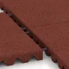Großaufnahme vom Verbindungssystem von WARCO-Boden 5557 - Rubber speelplaatstegel 5 cm - EN 1177 ≤ 145 cm im Farbdesign Baksteenrood. Abmessungen 500 x 500 x 50 mm.
