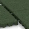 Großaufnahme vom Verbindungssystem von WARCO-Boden 5556 - Rubber speelplaatstegel 5 cm - EN 1177 ≤ 145 cm im Farbdesign Grasgroen. Abmessungen 500 x 500 x 50 mm.