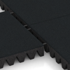 Großaufnahme vom Verbindungssystem von WARCO-Boden 5604 - Rubber speelplaatstegel 8 cm - EN 1177 ≤ 215 cm im Farbdesign Ijzergrijs. Abmessungen 500 x 500 x 80 mm.