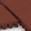 Großaufnahme vom Verbindungssystem von WARCO-Boden 5597 - Rubber speelplaatstegel 8 cm - EN 1177 ≤ 195 cm im Farbdesign Baksteenrood. Abmessungen 500 x 500 x 80 mm.