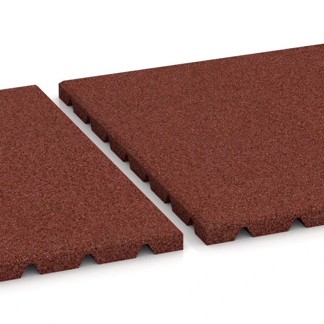 Großaufnahme vom Verbindungssystem von WARCO-Boden 3966 - Hondenligmat im Farbdesign Baksteenrood. Abmessungen 50 × 50 × 2,5 cm.