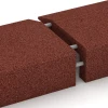 Großaufnahme vom Verbindungssystem von WARCO-Boden 2606 - Rubber randafdekking im Farbdesign Baksteenrood. Abmessungen 100 × 40 cm | 5/15 cm.