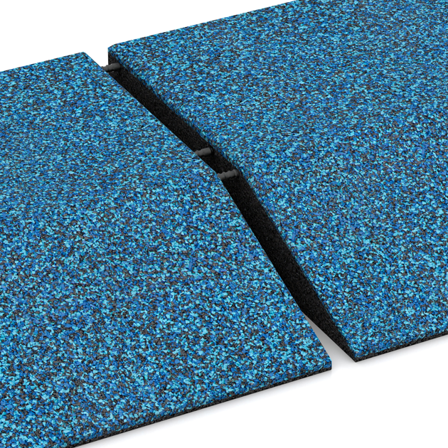 Großaufnahme vom Verbindungssystem von WARCO-Boden 3821 - Randplaat (één zijde afgeschuind) im Farbdesign Atlantisch. Abmessungen 500 x 500 x 100 mm.