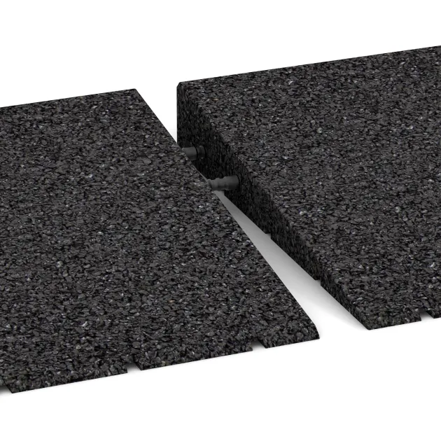 Großaufnahme vom Verbindungssystem von WARCO-Boden 2508 - Drempelhulp 75 cm im Farbdesign Anthraciet. Abmessungen 750 x 300 x 50/8 mm.