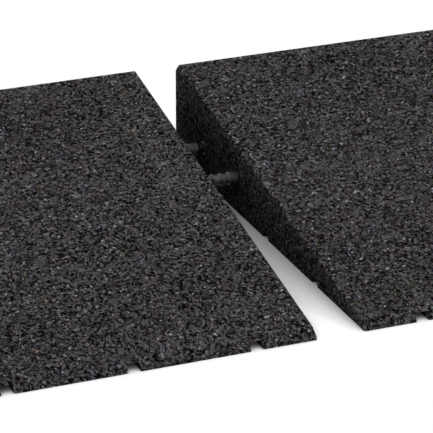 Großaufnahme vom Verbindungssystem von WARCO-Boden 2548 - Drempelhulp 75 cm im Farbdesign Antraciet. Abmessungen 75 x 30 cm | 8 < 65 mm.