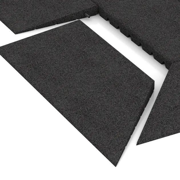 Großaufnahme vom Verbindungssystem von WARCO-Boden 2016 - rechterhoek wighelft im Farbdesign Anthraciet. Abmessungen 750 x 300 x 35/8 mm.