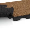 Großaufnahme vom Verbindungssystem von WARCO-Boden 1301 - Rubberen straattegels Classic im Farbdesign Terra Cotta. Abmessungen 500 x 500 x 40 mm.