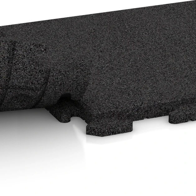 Großaufnahme vom Verbindungssystem von WARCO-Boden 1252 - Terrastegel Classic im Farbdesign Antraciet. Abmessungen 50 x 50 x 3 cm | 0,25 m².