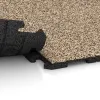 Großaufnahme vom Verbindungssystem von WARCO-Boden 1606 - Fitnessvloer Rubber Tegels Classic im Farbdesign Travertin. Abmessungen 1000 x 1000 x 30 mm.
