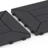 Großaufnahme vom Verbindungssystem von WARCO-Boden 6346 - Cassettepatroon – Vlondertegel im Farbdesign Leisteen. Abmessungen 30 x 30 x 2 cm.