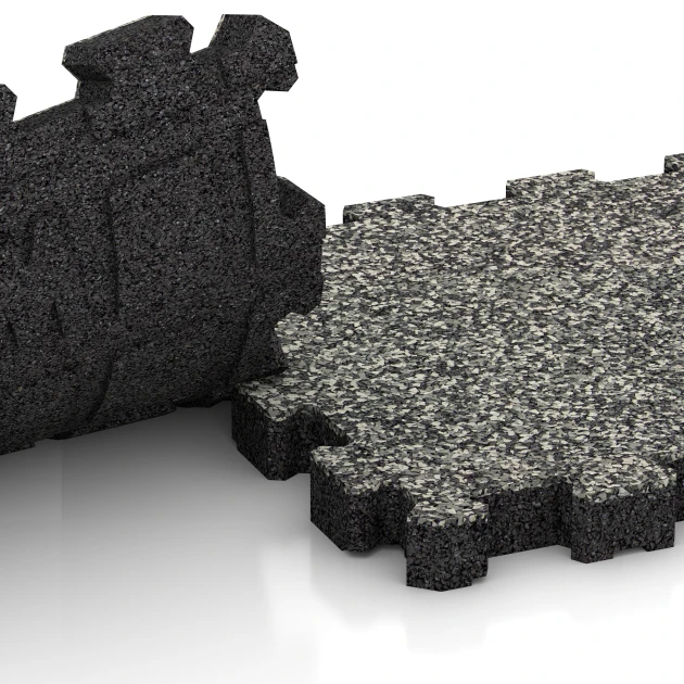 Großaufnahme vom Verbindungssystem von WARCO-Boden 6105 - Zwembadrandtegel zonder voegen im Farbdesign Grijs graniet. Abmessungen 30,6 x 30,6 x 3 cm | 0,094 m².