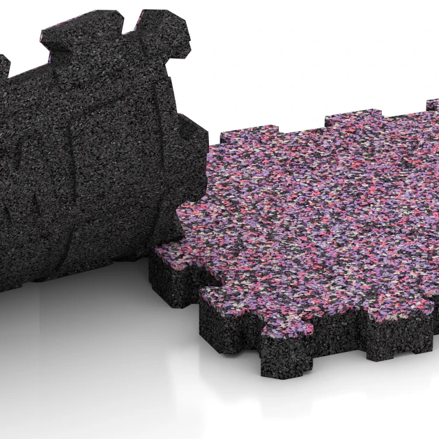 Großaufnahme vom Verbindungssystem von WARCO-Boden 5231 - Zwembadrandtegel zonder voegen im Farbdesign Lavendel. Abmessungen 30,6 x 30,6 x 3 cm | 0,094 m².