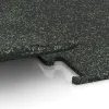 Großaufnahme vom Verbindungssystem von WARCO-Boden 3759 - Fitness Performance Elite Trainingsvloer im Farbdesign Licht Groen Gespikkeld. Abmessungen 1000 x 1000 x 15 mm.
