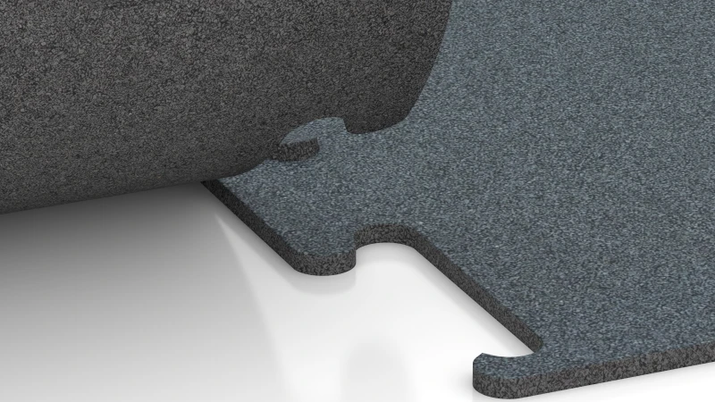 Uitgesneden puzzelverbinding zonder voeg