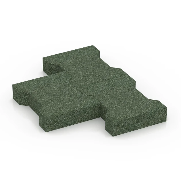 Großaufnahme vom Verbindungssystem von WARCO-Boden 7070 - H-klinkers im Farbdesign Grasgroen. Abmessungen 20 x 16,5 x 4,5 cm | 0,0278 m².