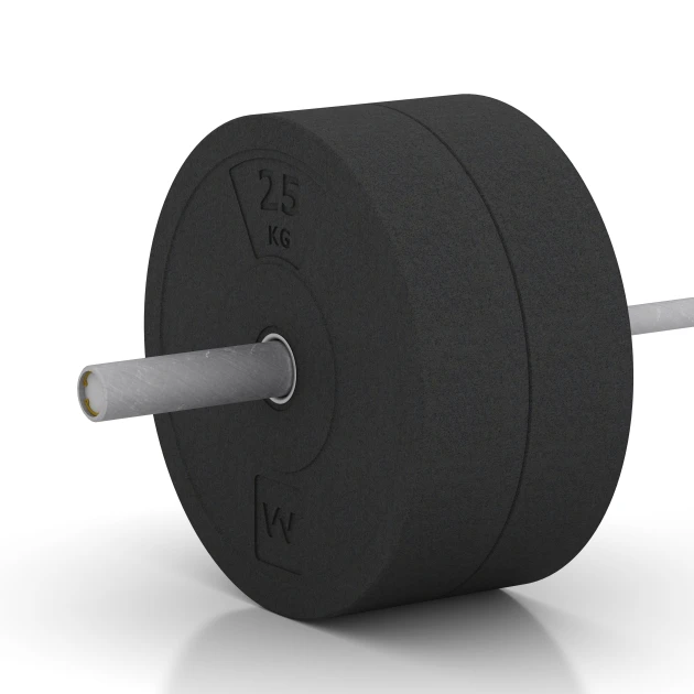 Großaufnahme vom Verbindungssystem von WARCO-Boden 6090 - Bumper Plate Slim im Farbdesign Antraciet. Abmessungen 25 kg | ø 45,4 x 11,38 cm.