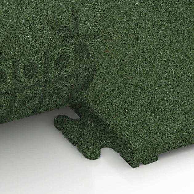 Großaufnahme vom Verbindungssystem von WARCO-Boden 7054 - Rubber terrastegel Linea im Farbdesign Grasgroen. Abmessungen 50 x 50 x 3 cm | 0,25 m².