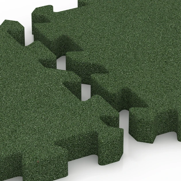 Großaufnahme vom Verbindungssystem von WARCO-Boden 6307 - Valtegel met puzzelverbinding im Farbdesign Grasgroen. Abmessungen 50 x 50 x 5 cm | 0,25 m².
