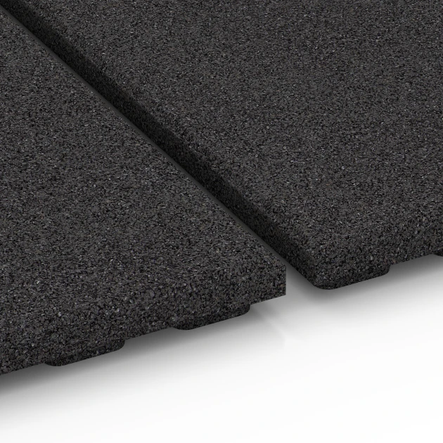 Großaufnahme vom Verbindungssystem von WARCO-Boden 6383 - Stallmatte Komfort im Farbdesign Antraciet. Abmessungen 100 x 100 x 4 cm.