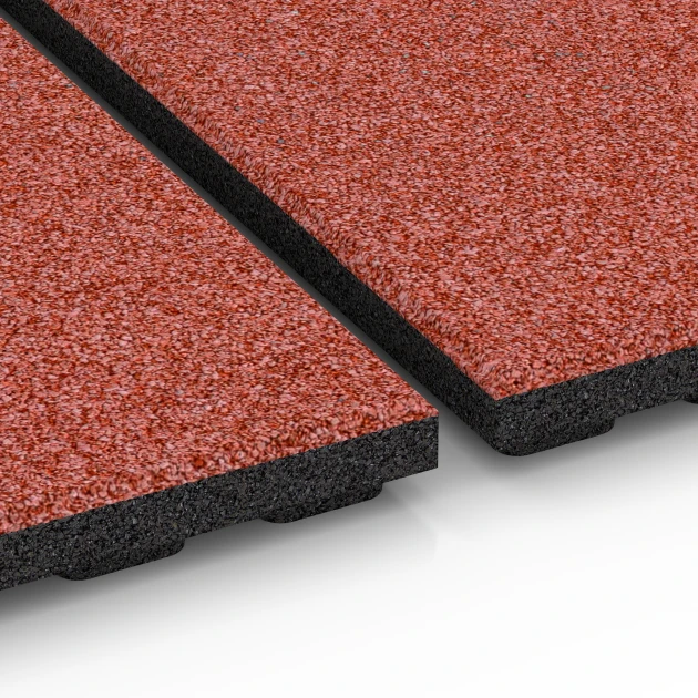 Großaufnahme vom Verbindungssystem von WARCO-Boden 6390 - Stalmat Luxe im Farbdesign Baksteenrood. Abmessungen 100 x 50 x 4,5 cm | 0,50 m².