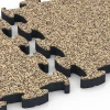 Großaufnahme vom Verbindungssystem von WARCO-Boden 6885 - Fitness Max vloersysteem im Farbdesign Rattan. Abmessungen 44,6 x 44,6 × 2,8 cm.