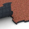 Großaufnahme vom Verbindungssystem von WARCO-Boden 6854 - Fitness Active vloertegel im Farbdesign Etna. Abmessungen 97,1 x 97,1 x 2,8 cm.