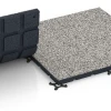 Großaufnahme vom Verbindungssystem von WARCO-Boden 7133 - Fitnessvloer voor buiten im Farbdesign Grijs graniet. Abmessungen 60 x 60 x 3 cm | 0,36 m².