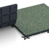 Großaufnahme vom Verbindungssystem von WARCO-Boden 7134 - Fitnessvloer voor buiten im Farbdesign Engels gazon. Abmessungen 60 x 60 x 3 cm | 0,36 m².