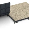Großaufnahme vom Verbindungssystem von WARCO-Boden 7138 - Fitnessvloer voor buiten im Farbdesign Travertijn. Abmessungen 60 x 60 x 3 cm | 0,36 m².