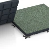 Großaufnahme vom Verbindungssystem von WARCO-Boden 7143 - Fitnessvloer voor buiten im Farbdesign Engels gazon. Abmessungen 60 x 60 x 4 cm | 0,36 m².