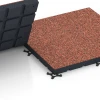 Großaufnahme vom Verbindungssystem von WARCO-Boden 7145 - Fitnessvloer voor buiten im Farbdesign Etna. Abmessungen 60 x 60 x 4 cm | 0,36 m².