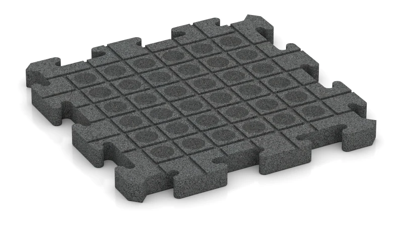 Drainagekanalen en koepels in een vierkant patroon