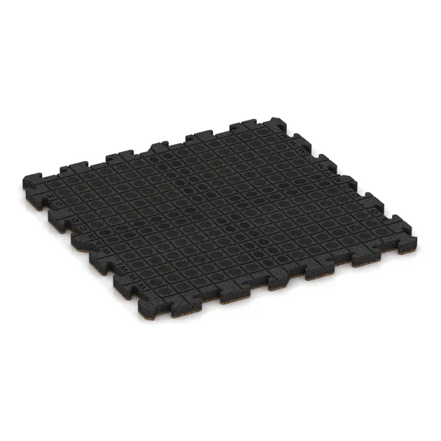 Aufsicht auf die Unterseite, also die Bodenseite von WARCO-Formteil 3382 - Speelplaats vloeren im Format 1000 x 1000 x 40 mm.