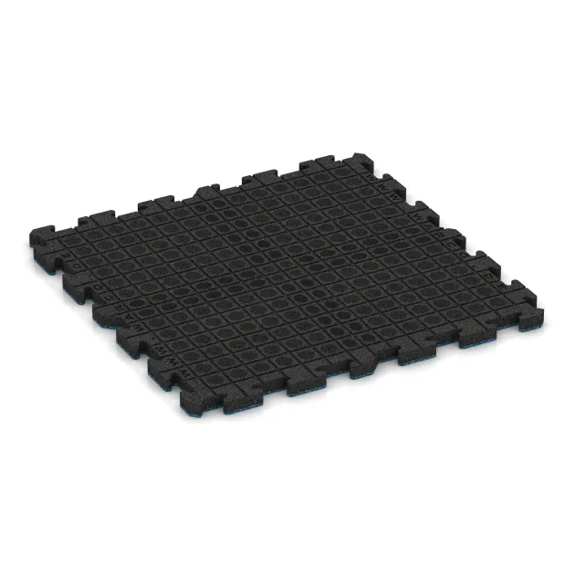Aufsicht auf die Unterseite, also die Bodenseite von WARCO-Formteil 3388 - Speelplaats vloeren im Format 1000 x 1000 x 40 mm.