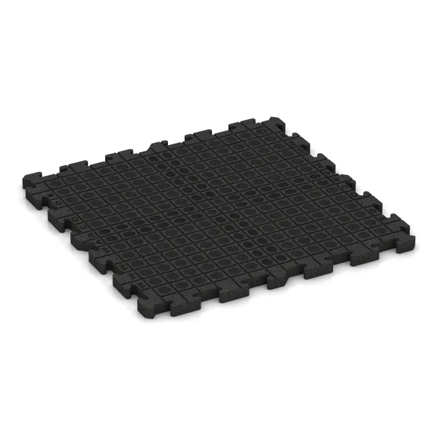Aufsicht auf die Unterseite, also die Bodenseite von WARCO-Formteil 3475 - Speelplaats vloeren im Format 1000 x 1000 x 40 mm.